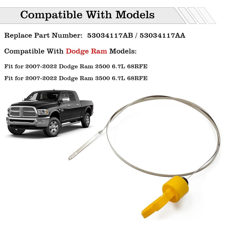 FBLOWMOD 53034117AB Transmission Fluid Dipstick, Compatible with Dodge Ram 2500 3500 6.7L 68RFE 2007-2022, Transmission Fluid Level Indicator, Replace 53034117AA - Image 2